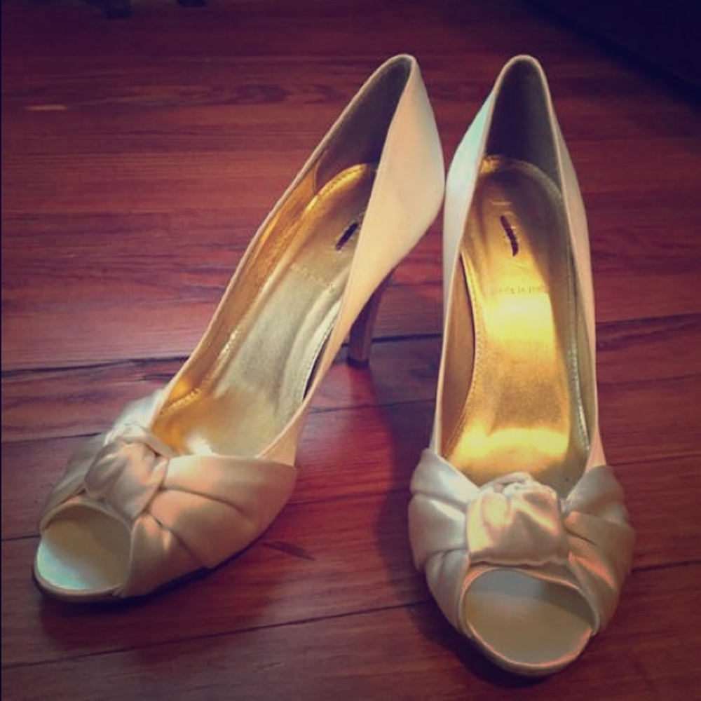 J. Crew "Carmen" Satin Slingback Peep-toe Heel